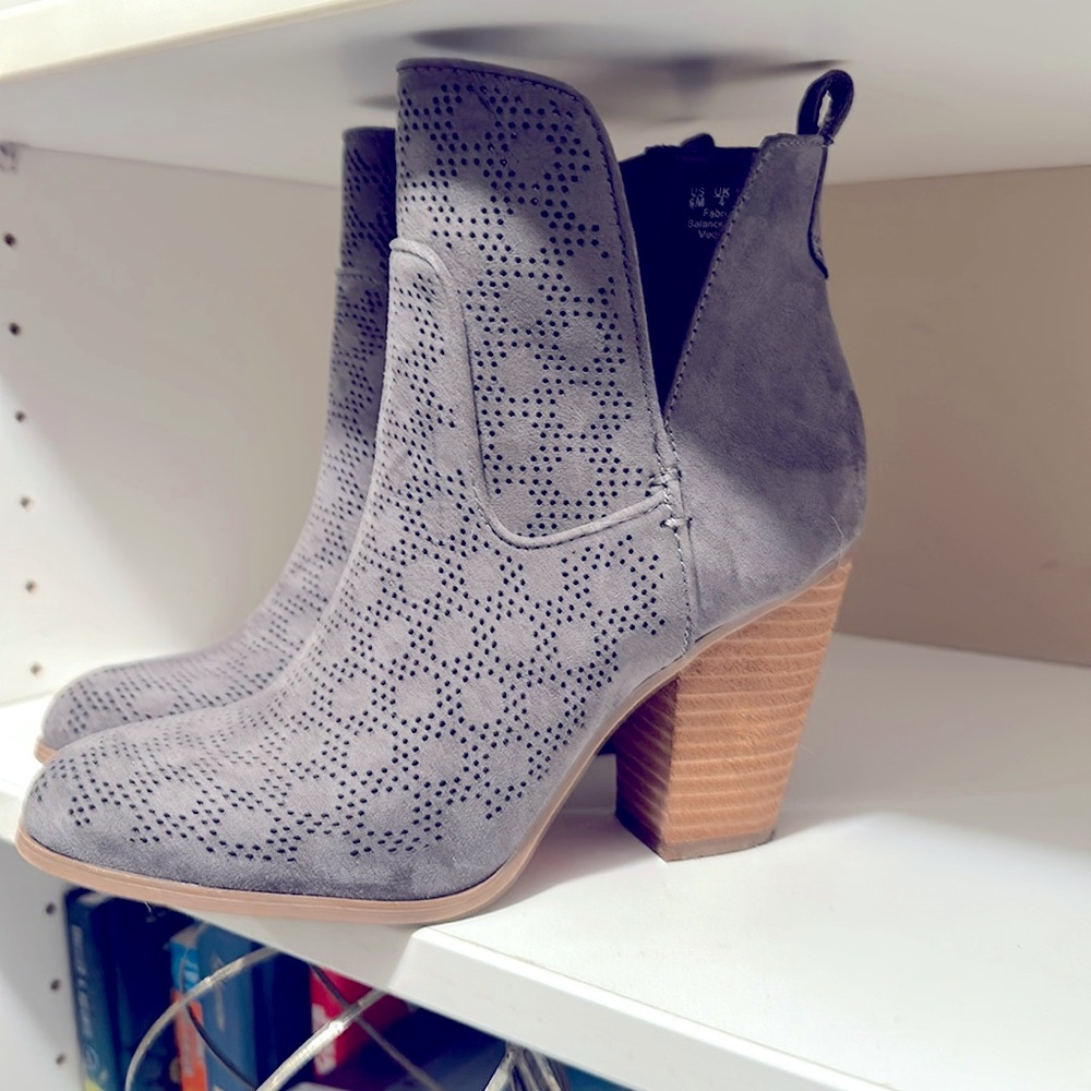 Grey mesh heel booties